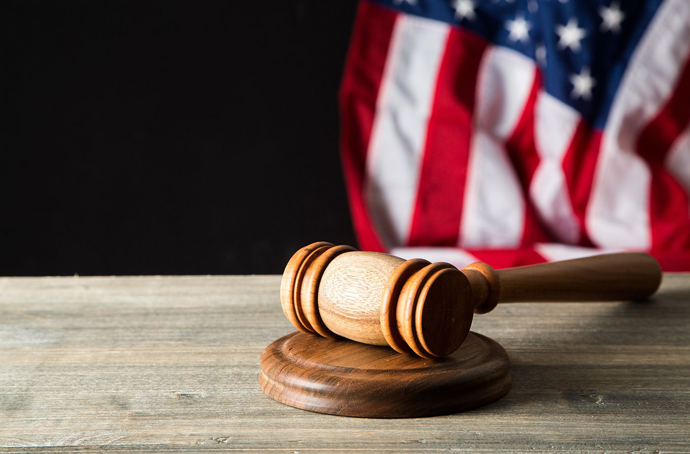 gavel and American flag
